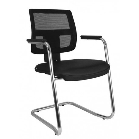 Cadeira base fixa executiva Brizza Tela pé contínuo cromado com braço