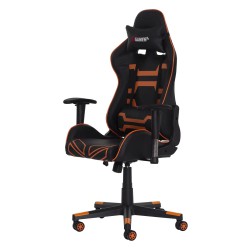 Cadeira FX Gamer Reclinável 180º Giratória Preta com Laranja Ajustável Função Relax Rodas Anti Risco