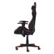 Cadeira FX Gamer Reclinável 180º Giratória Preta com Laranja Ajustável Função Relax Rodas Anti Risco
