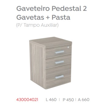 Gaveteiro Pedestal 2 Gavetas + Pasta