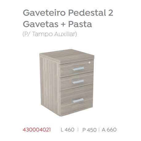 Gaveteiro Pedestal 2 Gavetas + Pasta