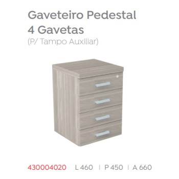 Gaveteiro Pedestal 4 Gavetas