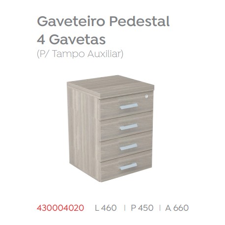 Gaveteiro Pedestal 4 Gavetas