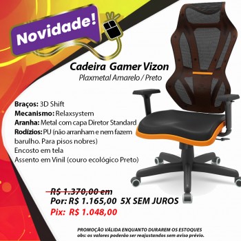 Cadeira Gamer Vizon Plaxmetal Amarelo / Preto