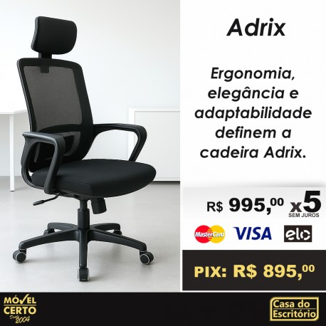 Cadeira Office Giratória Esteirinha Alta  Base  Cromada