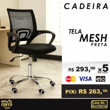 Cadeira Tela Mesh Preto