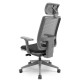 Cadeira Brizza Tela Presidente Grafite Back Regulagem de Altura Encosto Regulável Apoio de Cabeça base Itália Cinza Plaxmetal