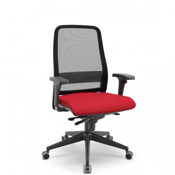 Cadeira Diretor Tela Titan Estofado Slider - Braços 3d Pu Assento Em Base Preta Plaxmetal